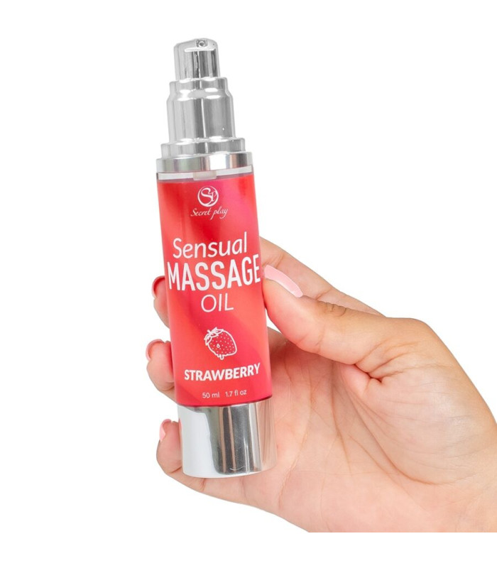 Huile de massage fraise — texture satinée premium