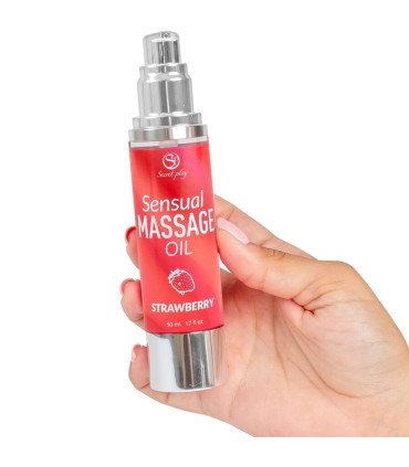 Huile de massage fraise — texture satinée premium