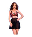 Babydoll noir et rouge avec string — Chilirose