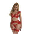 Ensemble dentelle rouge avec jarretelle - Subblime