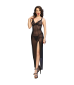 Nuisette longue noire avec string - Chilirose