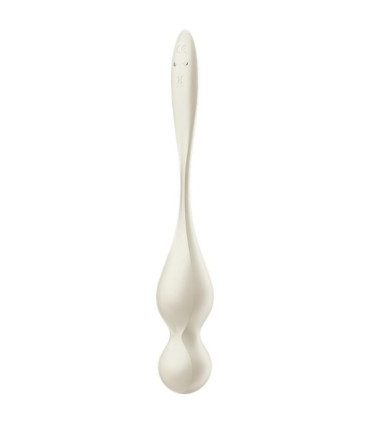 Satisfyer Love Birds blanches — profil et lanière de retrait