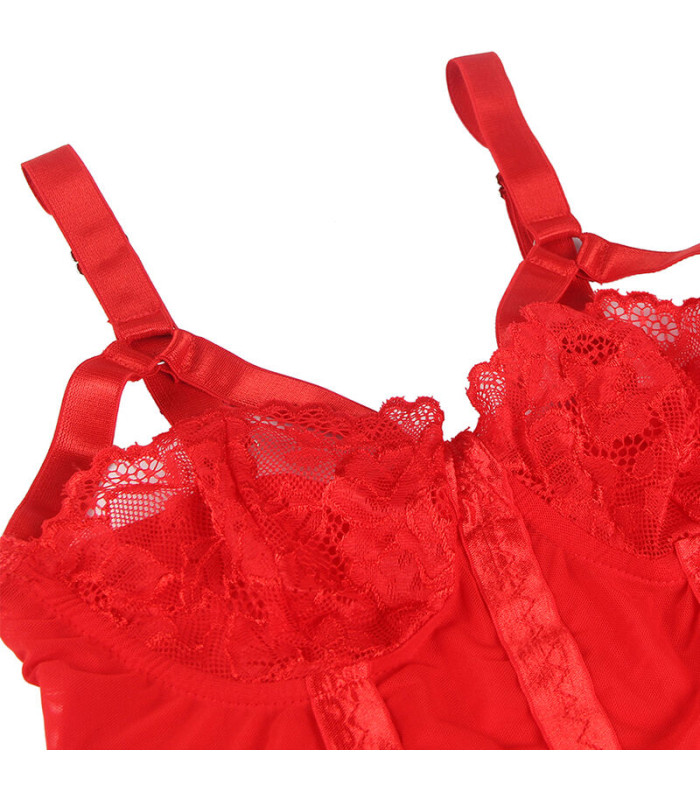 Body rouge jarretelle Subblime | Folies Secrètes