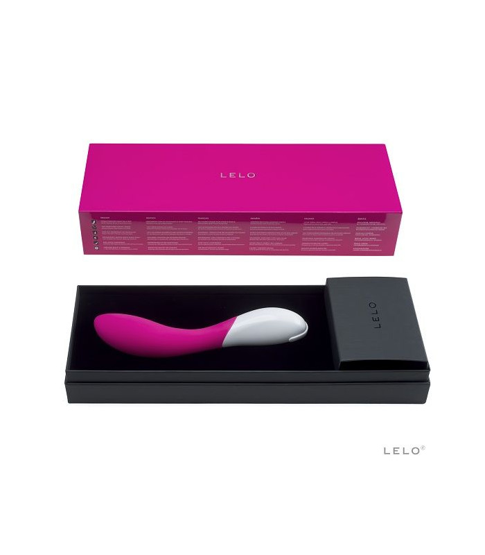LELO Mona 2 cerise — courbe point G et manche ergonomique