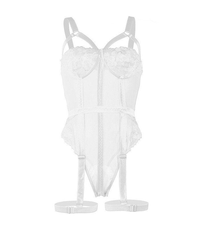 Body blanc jarretelle Subblime | Folies Secrètes