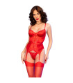 Corset rouge avec bas assortis - Chilirose