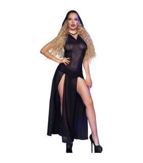 Robe Longue À Capuche Noir S — Chilirose | Folies Secrètes