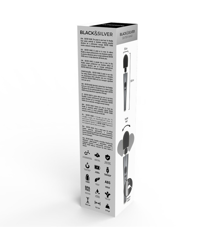 Black&Silver Dexter — Wand massager rechargeable | Folies Secrètes