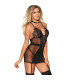Ensemble chemise porte-jarretelles noir Subblime | Folies Secrètes