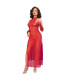 Robe dentelle rouge gants Chilirose | Folies Secrètes