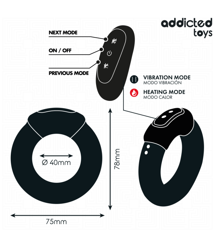 Addicted Toys anneau chauffant — 9 modes télécommande