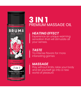 Bruma — Huile de massage chauffante fraise 3-en-1 (100 ml)
