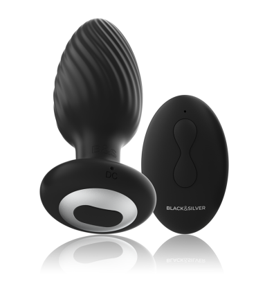 Wells Plug Black&Silver — rotateur anal silicone sans fil